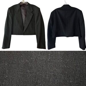 Cropped Vintage Oversized Michael Lawrence Blazer Charcoal Wool One Size Upcycle